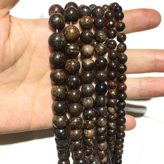 Natural Bronzite Round Beads