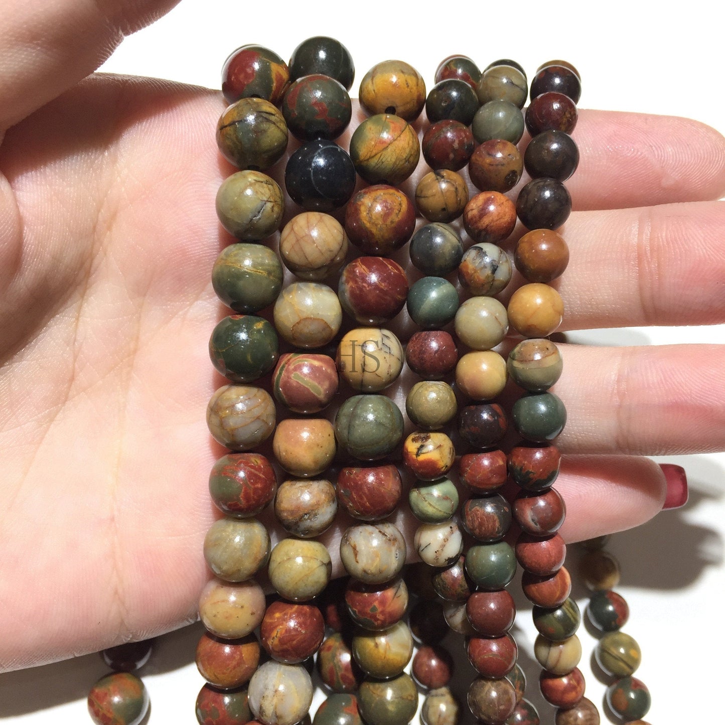 Natural Picasso Jasper Round Beads