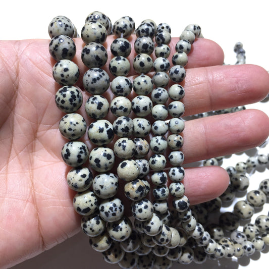 Natural Dalmation Jasper Round Beads