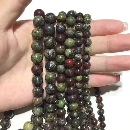 Natural Dragon Blood Stone Jasper Round Beads