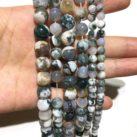 Natural Moss Agate Beads