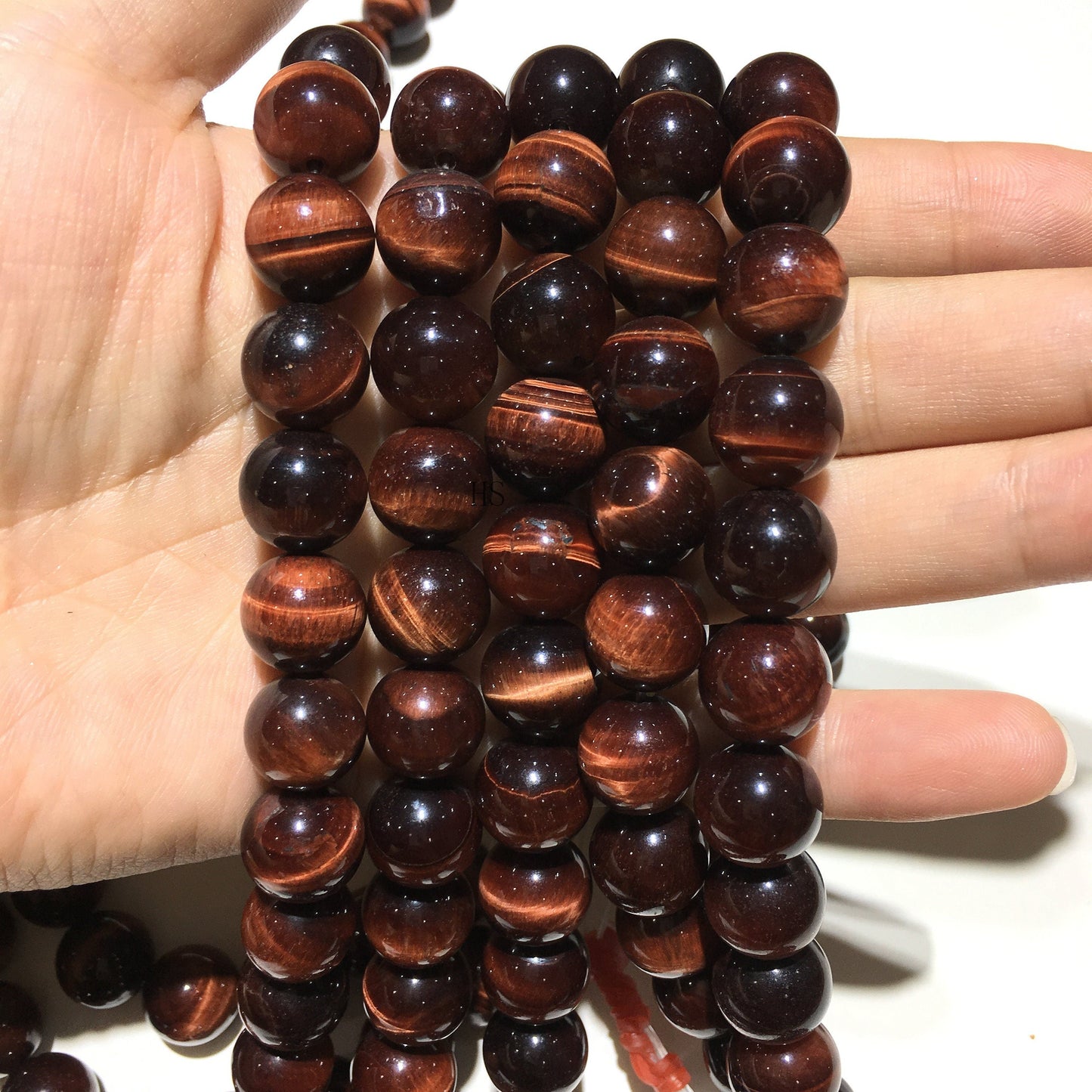 Natural Red Tiger Eys Round Beads