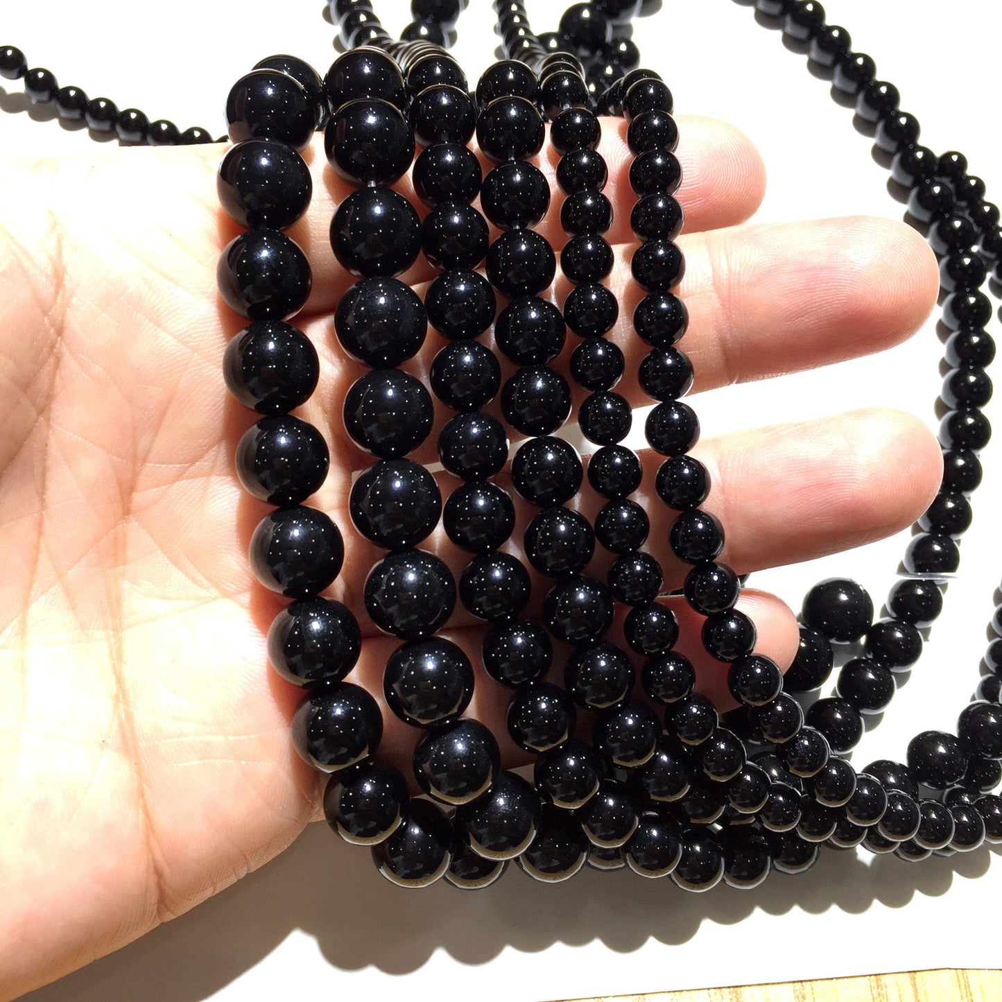 Natural Black Onyx Round Stone Beads