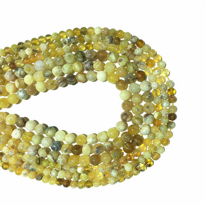 Natural Peruvian Yellow Opal Round Beads