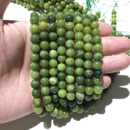 Natural Green Jade Round Beads