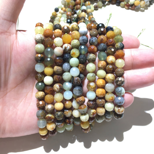 Natural Fire New Jade Micro Faceted Round beads Energy Gemstone Loose Beads for DIY Jewelry Making DesignAAA Quality 6mm 8mm 10mm