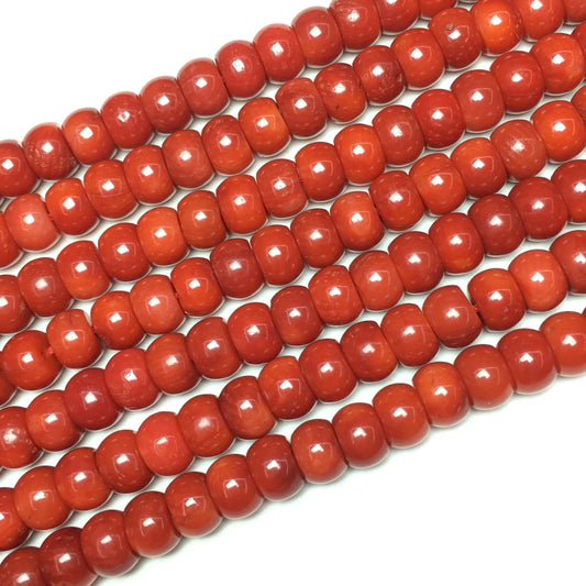 Natural Red Coral Rondelle Beads  4x6mm