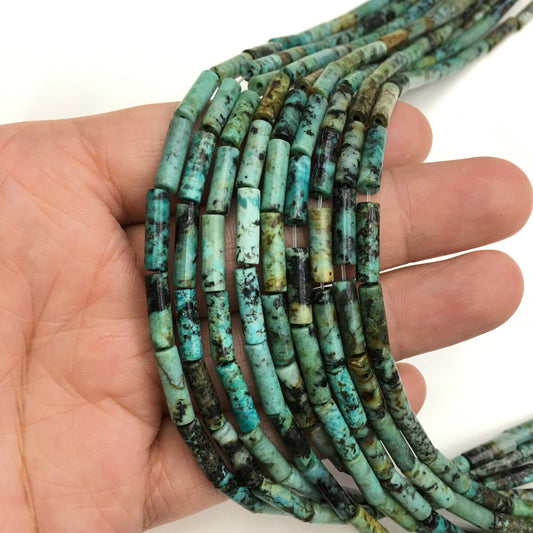 Natural African Turquoise Tube Shape Beads 4x13mm