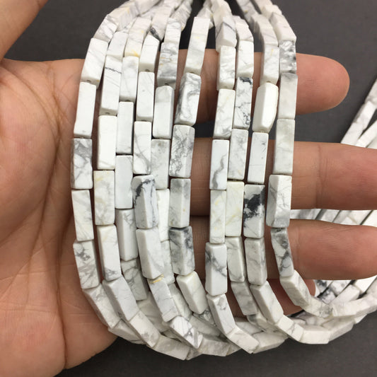 Natural White Howlite Tube Shape Beads 4X13MM