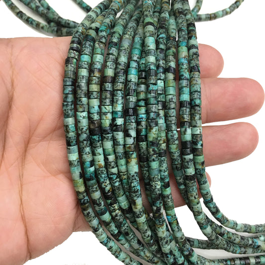 Natural African Turquoise HeiShi Shape Beads Tube 2X4MM