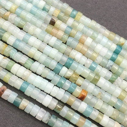 Natural Amazonite HeiShi Shape Tube Beads  2X4MM