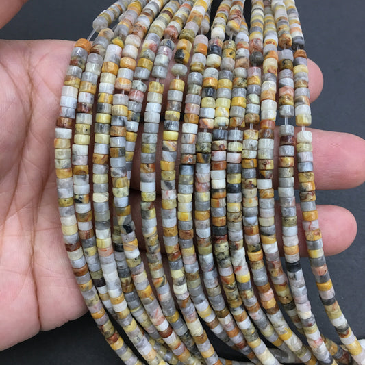 Natural Crazy Lace Agate HeiShi Tube Shape Beads 2X4MM