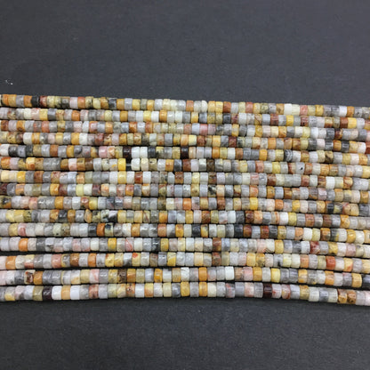 Natural Crazy Lace Agate HeiShi Tube Shape Beads 2X4MM
