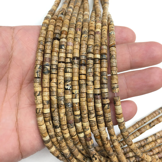 Natural Picture Jasper HeiShi Shape BeadsTube 2X4MM