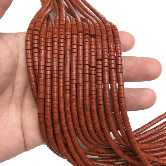 Natural Red Jasper HeiShi Shape Beads Tube 2X4MM