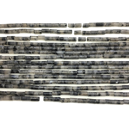 Natural Black Labradorite Tube Shape Beads 2X4MM