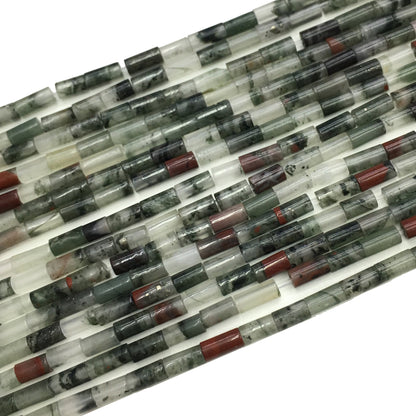 Natural Blood Stone Tube Shape Beads  2X4MM