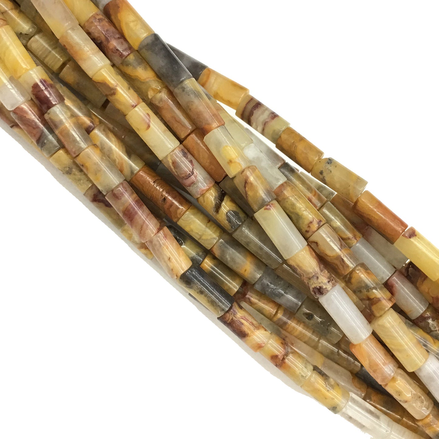 Natural Crazy Ace Agate Tube Shape Beads  2X4MM