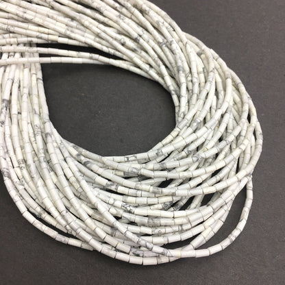 Natural White Howlite Tube Shape Beads 2X4MM