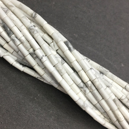 Natural White Howlite Tube Shape Beads 2X4MM