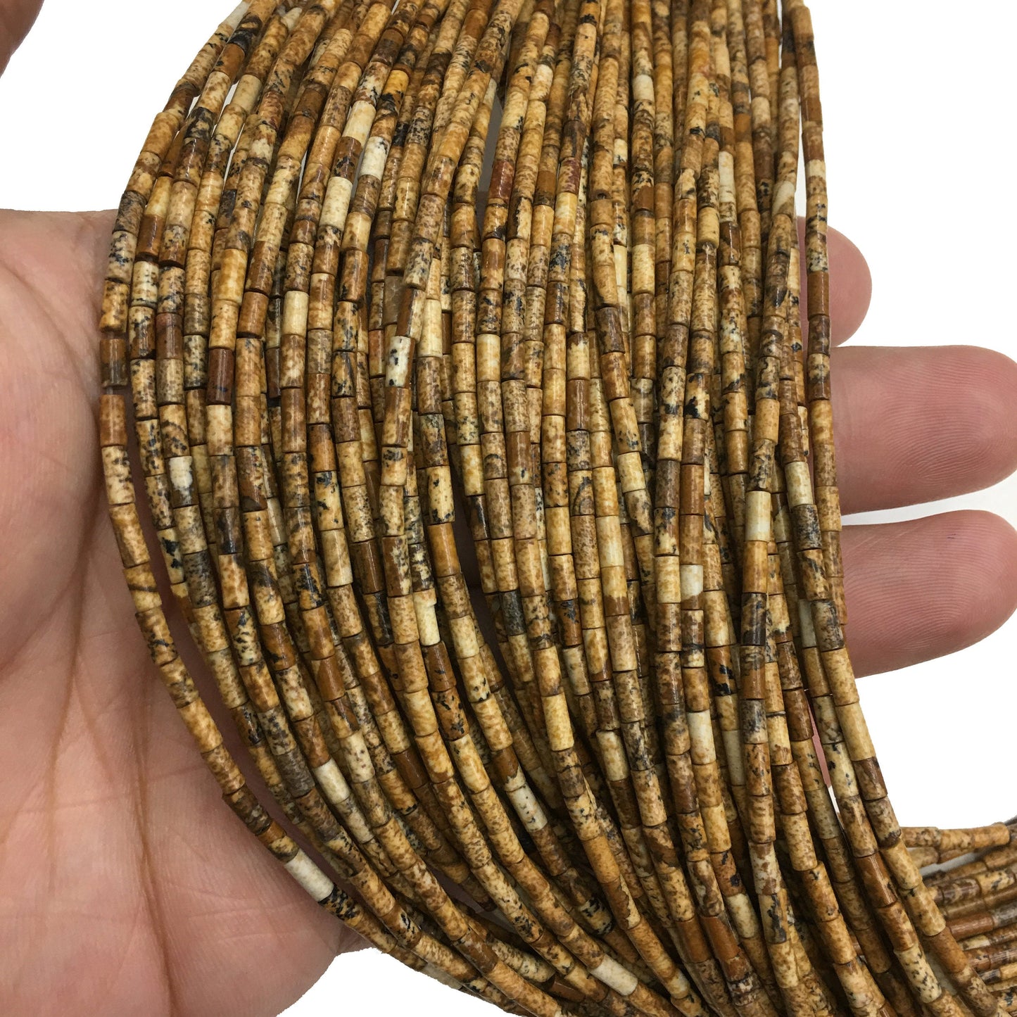 Natural Picture Jasper Shape Beads 2X4MM