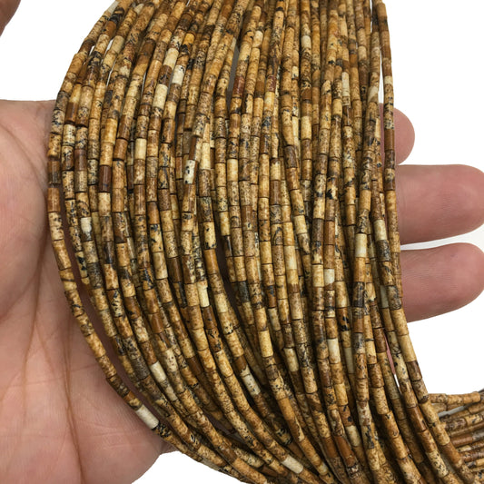 Natural Picture Jasper Shape Beads 2X4MM