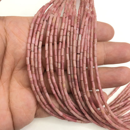 Natural Pink Rhodonite Tube Shape Beads 2X4MM