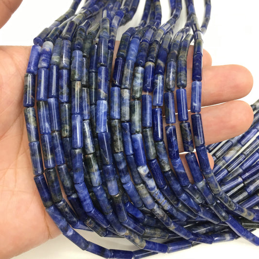 Natural Blue Sodalite Tube Shape Beads  4X13MM