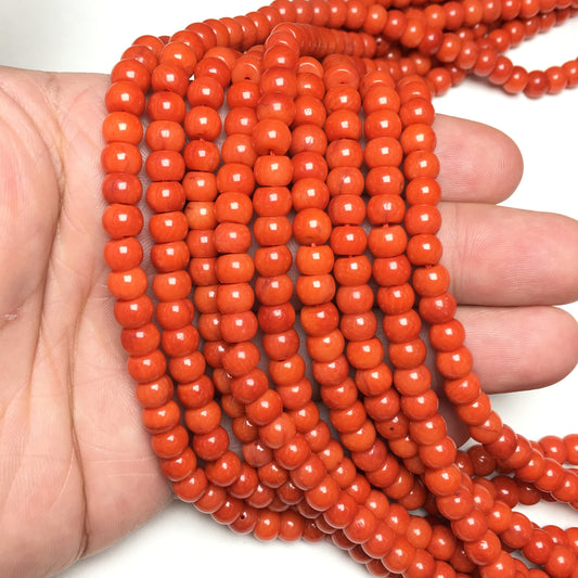 Natural Orange Coral Rondelle Beads