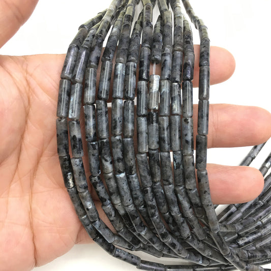 Natural Black Labradorite Tube Shape 4X13MM