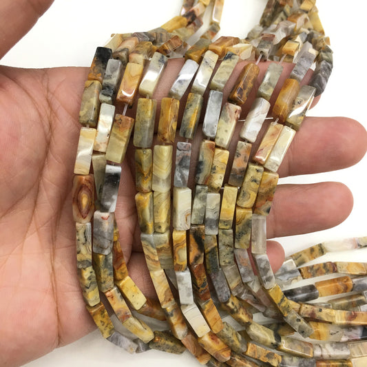 Natural Crazy Lace Agate Tube Shape Beads 4X13MM