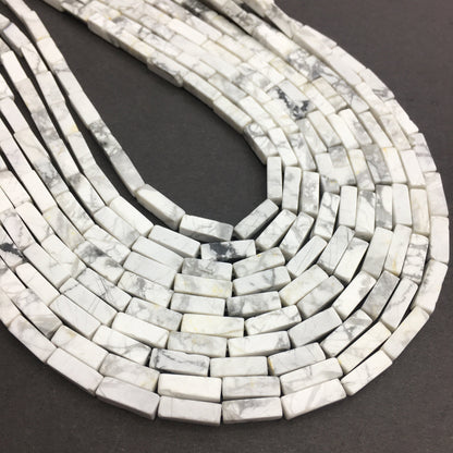 Natural White Howlite Tube Shape Beads 4X13MM
