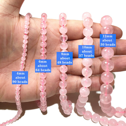 Natural Pink Rose Quartz Round Beads