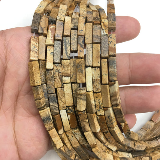 Natural Picture Jasper Tube Shape Beads 4X13MM