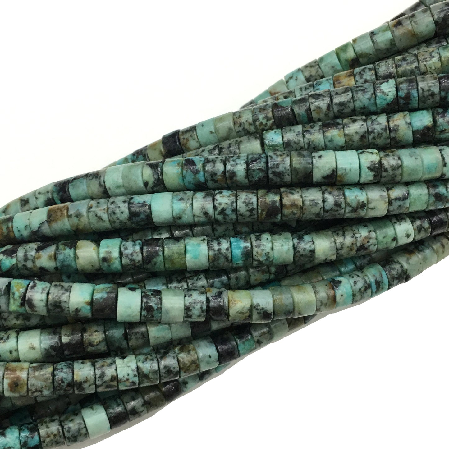 Natural African Turquoise HeiShi Shape Beads Tube 2X4MM