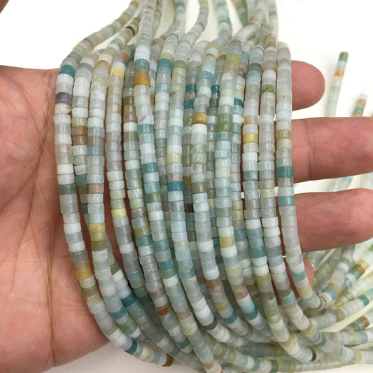 Natural Amazonite HeiShi Shape Tube Beads  2X4MM