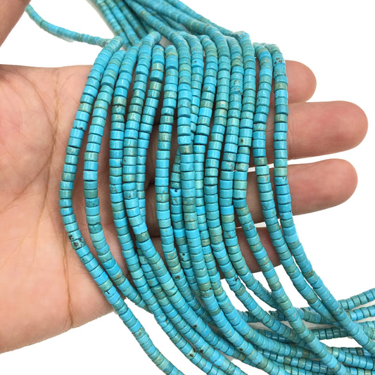 Natural Blue Turquoise HeiShi Shape Tube Beads 2X4MM
