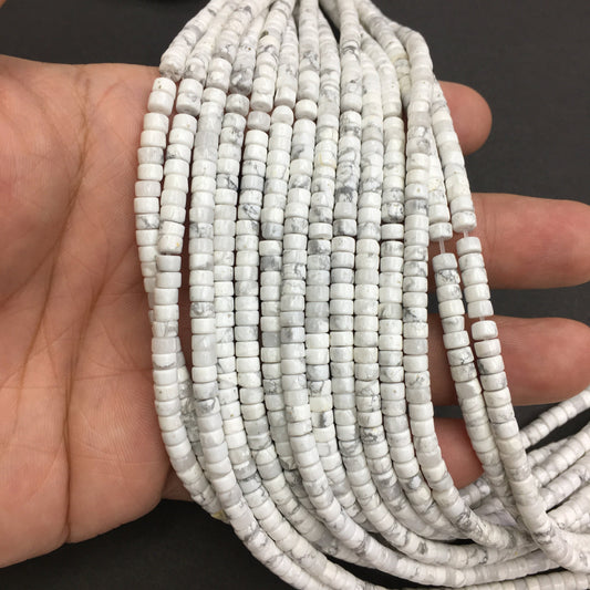 Natural White Howlite HeiShi Shape Beads Tube 2X4MM