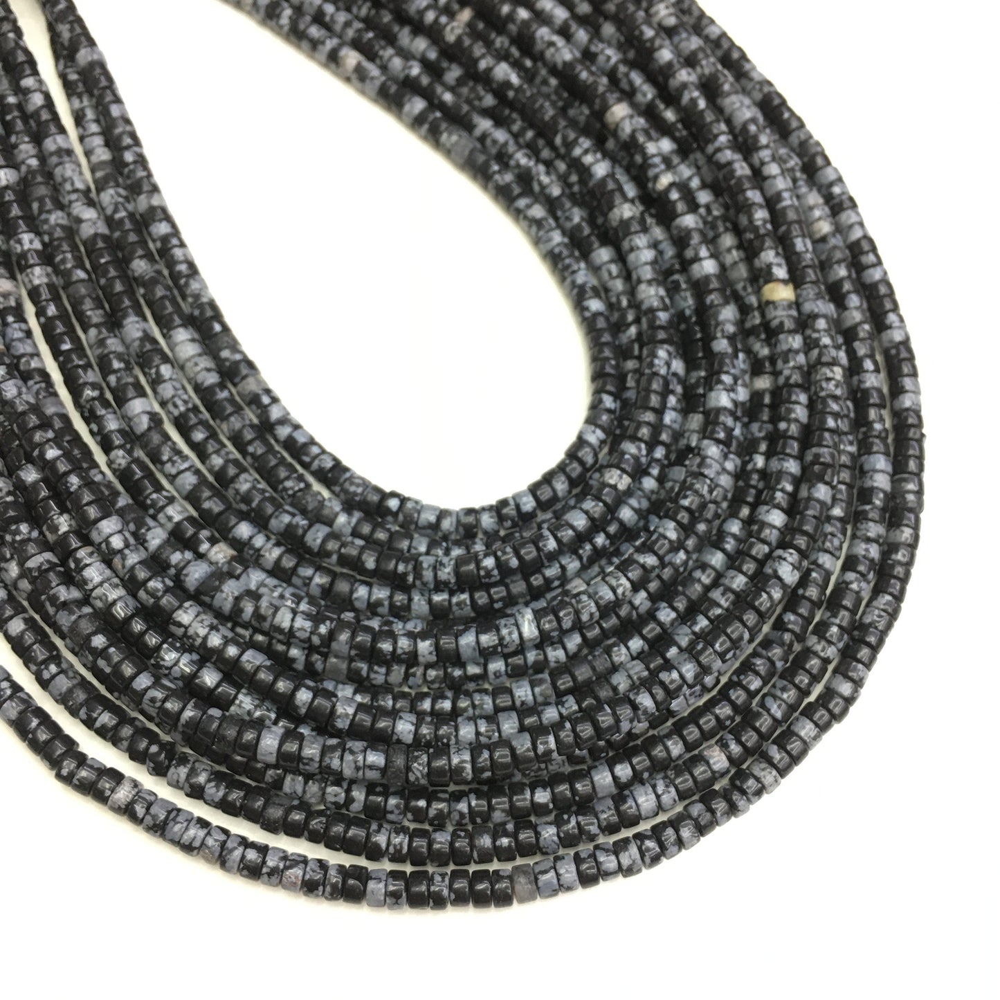 Natural Snow Flake Jasper HeiShi Shape Beads Tube 2X4MM