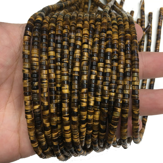 Natural Brown Tiger Eye HeiShi Shape Beads Tube 2X4MM
