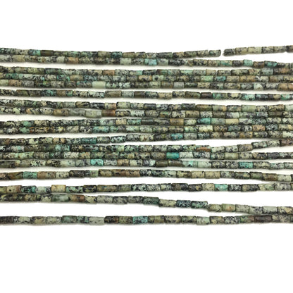Natural African Turquoise Tube Shape Beads  2X4MM