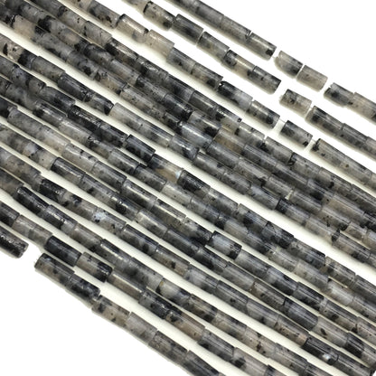 Natural Black Labradorite Tube Shape Beads 2X4MM