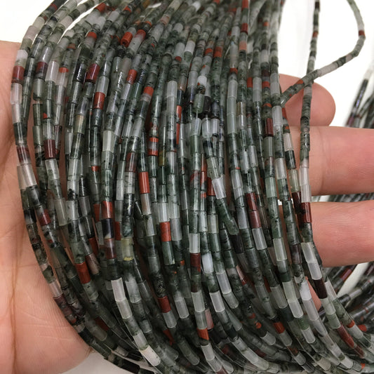 Natural Blood Stone Tube Shape Beads  2X4MM