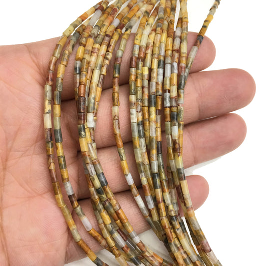 Natural Crazy Ace Agate Tube Shape Beads  2X4MM