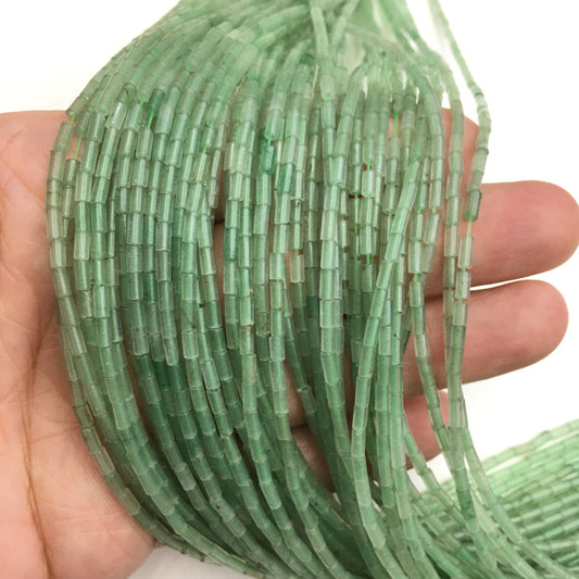 Natural Green Adventurine Tube Shape Beads 2X4MM