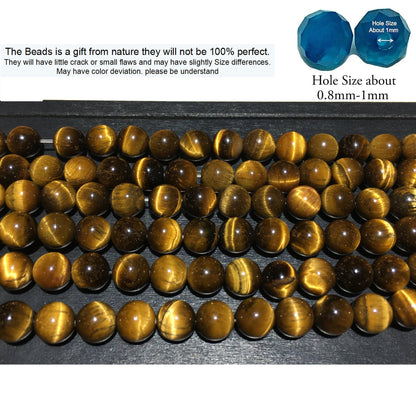 Natural Gold Tiger Eye Highly Polished Round Beads