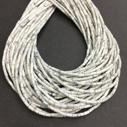 Natural White Howlite Tube Shape Beads 2X4MM