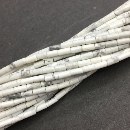 Natural White Howlite Tube Shape Beads 2X4MM