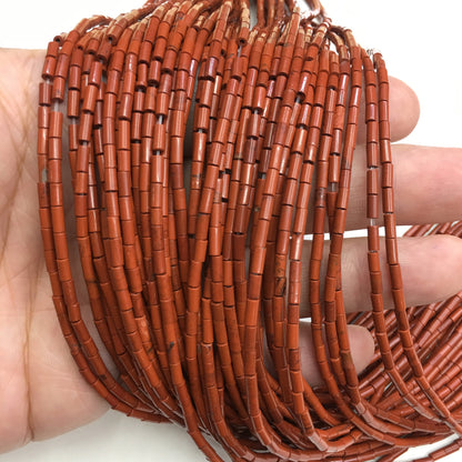 Natural Red Jasper Tube Shape Beads 2X4MM