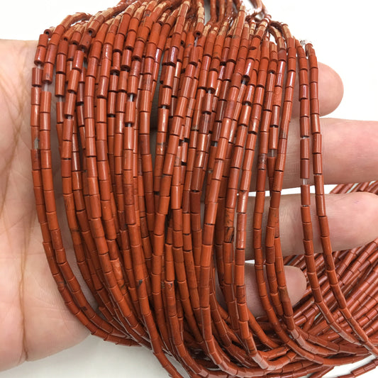 Natural Red Jasper Tube Shape Beads 2X4MM